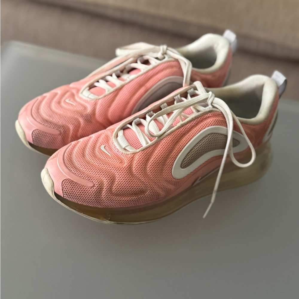 Nike Pink and White Air Max Sneakers with Sculpted Midsole